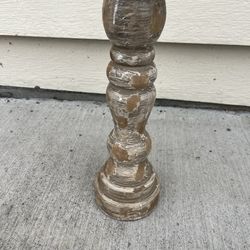 Rustic Distressed Pillar Candle Holder