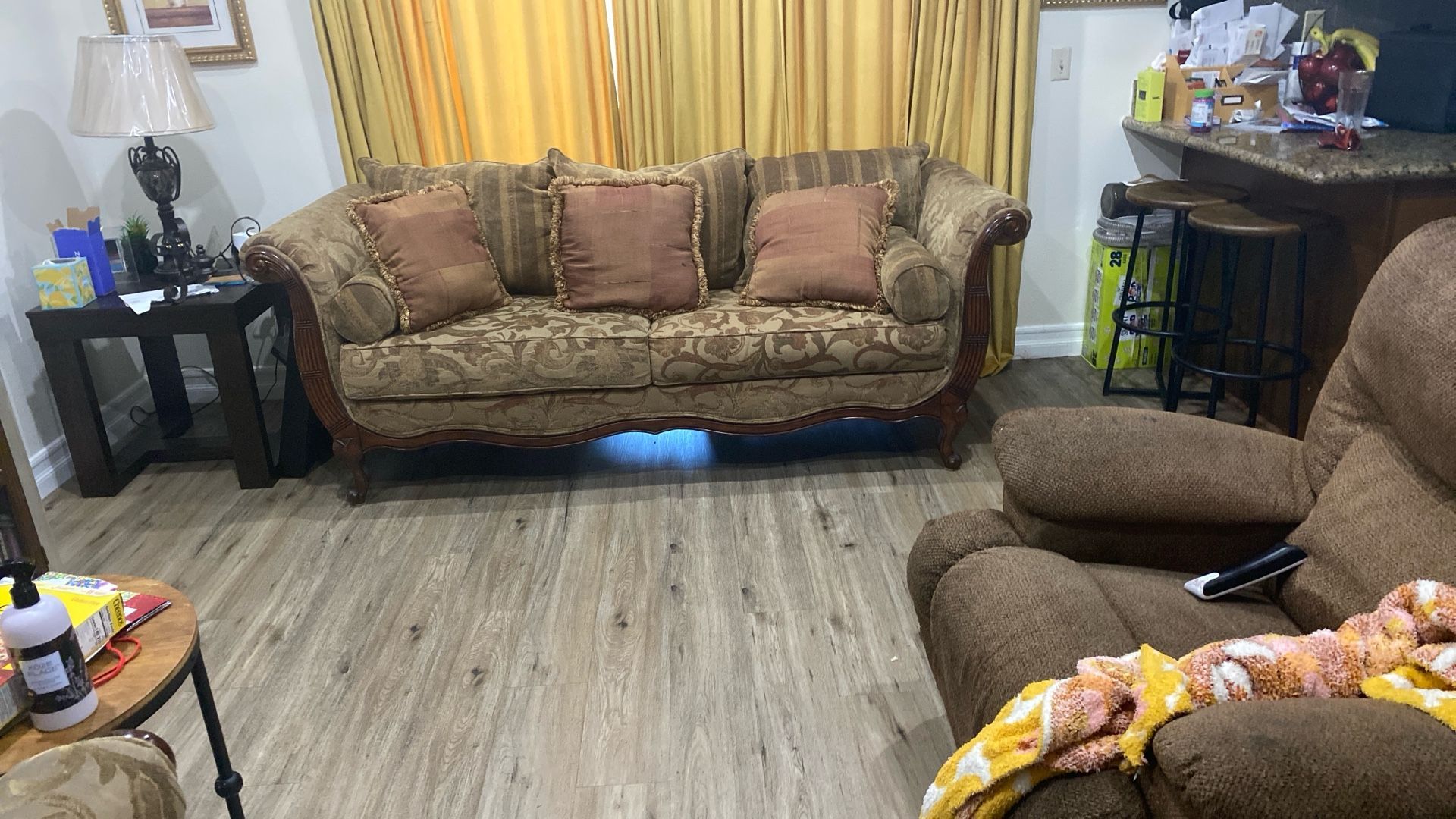 Antique Sofa And Chair Tan Brown, And Burgundy