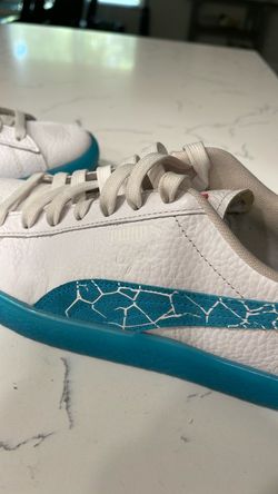 Puma Clyde White Teal Low-Top Sneakers
