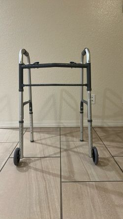 ProBasics Steel Adult Walker 2 Button w/ wheels, 350 lb Weight Capacity