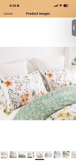 Queen bed comforter, sheets and pillow cases