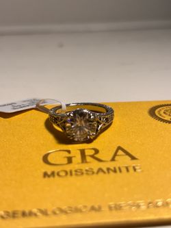 Moissanite Round Solitaire Ring Size 7