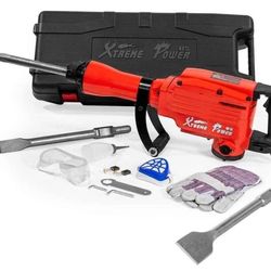 2200W Demolition Jack Hammer Chisel Scraping Bits & Case Electric Demo Jack Hammer Cement Concrete Breaker Punch Drill Set
