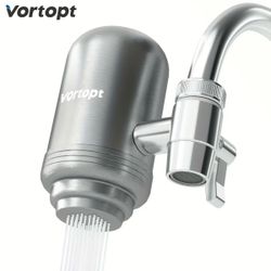 Vortopt NSF Certified Stainless Steel Faucet Water Filter for Sink - 500 Gallons Water Purifier for Faucet - Mount Tap Water Filtration System for Kit