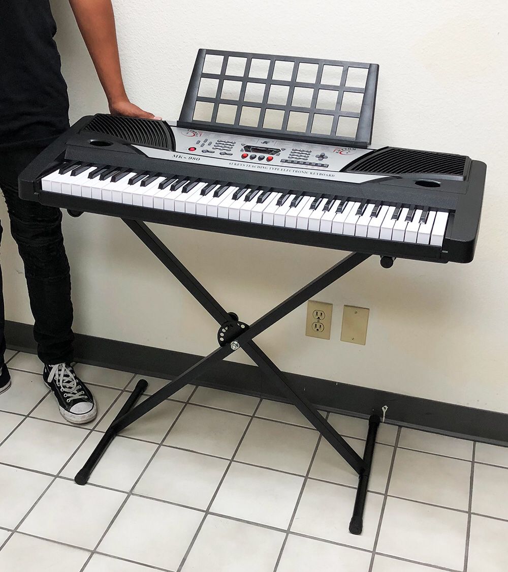 New $75 Music Electric Keyboard Digital Piano Beginner Organ w/ Stand Talent Gift 61 Key