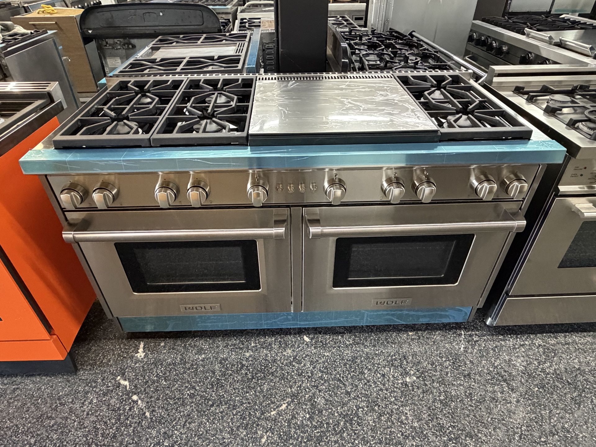 Wolf Stainless Steel 60” Gas Range Stove + Double Griddle
