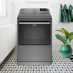 Maytag 7.4 Cu. Ft. Large Capacity ELECTRIC Smart Front Load Dryer with Extra Power Button, Gray