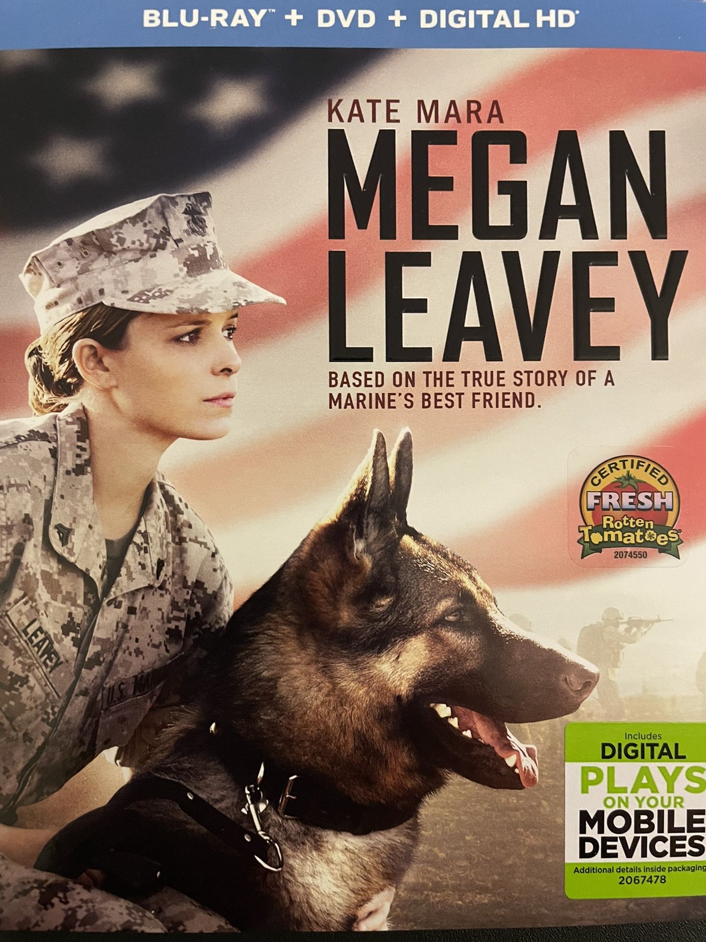MEGAN LEAVEY (Blu-Ray + DVD-2017) Kate Mara!