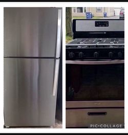 Set gas stove & refrigerator stainless steel Whirlpool