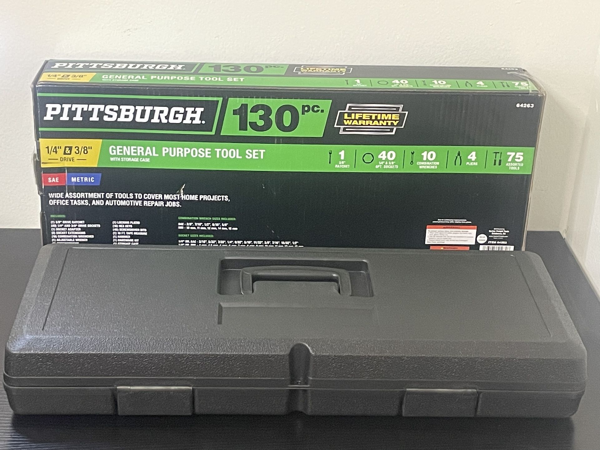 Pittsburgh 130 Pc General Tool Set w/ Case