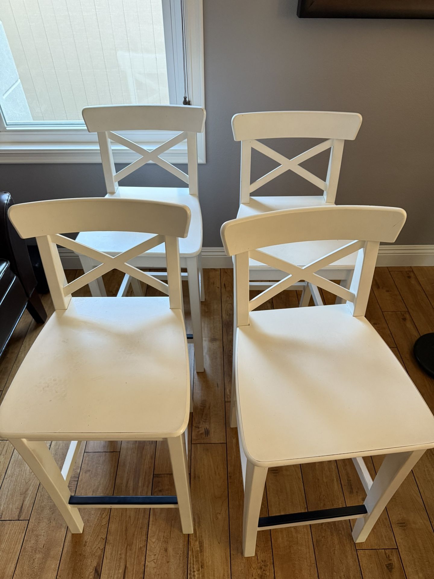 4 White Bar Stools