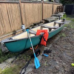 16ft canoe with canoe cart, life vest, anchor and paddle  $250 obo  Boat kayak summer lake fishing boating  
