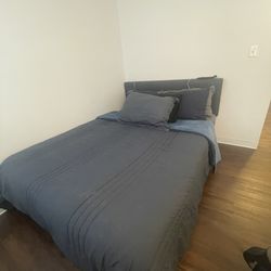 Queen Size Dark Grey Bed Frame And Mattress