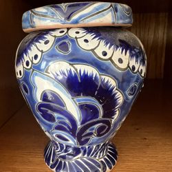 3 Blue White China Jewelry Box Vase Container Case