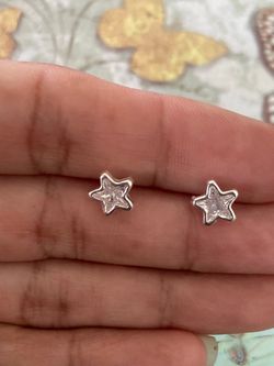 Silver 925 Star Stud Earrings with Clear Gemstones zirconia