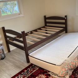 Twin Bed Wooden Frame With Mattress 