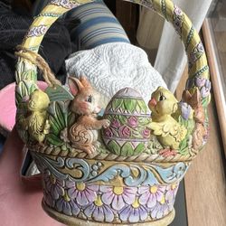 Jim Shores Easter Basket Tisket A Tasket Bunny New