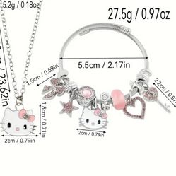 Hello Kitty Necklace & Bracelet Set 