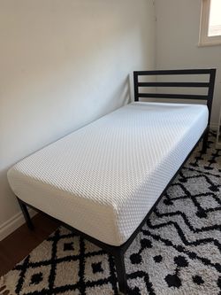 Twin Metal Bed Frame with Mattress
