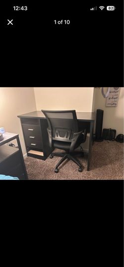 3 drawer desk with desk chair