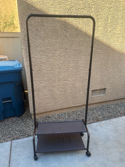 Rolling Garment Rack with Storage Shelf – Adjustable Clothes Rack on Wheels