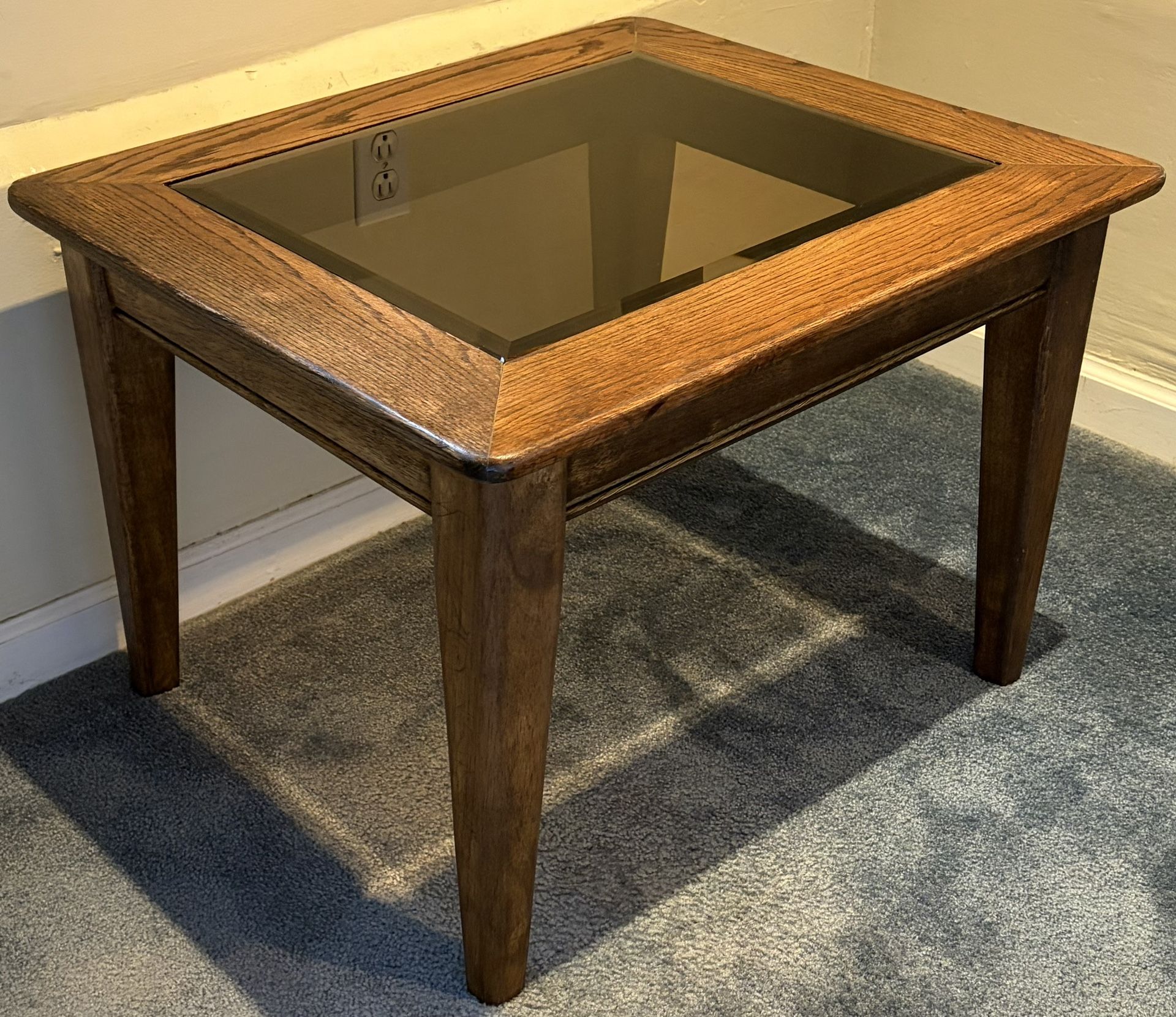Restored Wood Coffee Table with Glass In-Lay