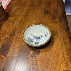 1960 El Palomar Blue Bird Mexican TONALA POTTERY Ken Edwards Bowl 4.5"