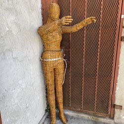 Rare Rolled Newspaper Art Sculpture Mannequin