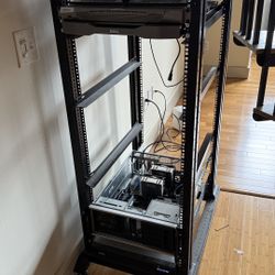 Server Rack With Server, KVM, Network