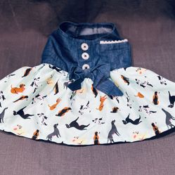 Denim Dog Print Dress Size Small