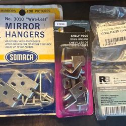 Hook, Pegs, Brace and Mirror Hangers *New $2.00 and up