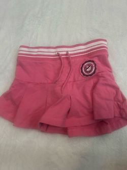 Pink South Beach mini skort skirt with white stripes on waistband (shorts attached)