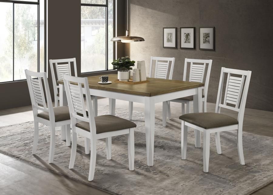 APPLETON 7-PIECE RECTANGULAR DINING SET DISTRESSED WHITE