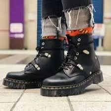 NEW Dr. Martens Black 1460 Bex Stud Leather Platform Boots, Size 8 Women’s