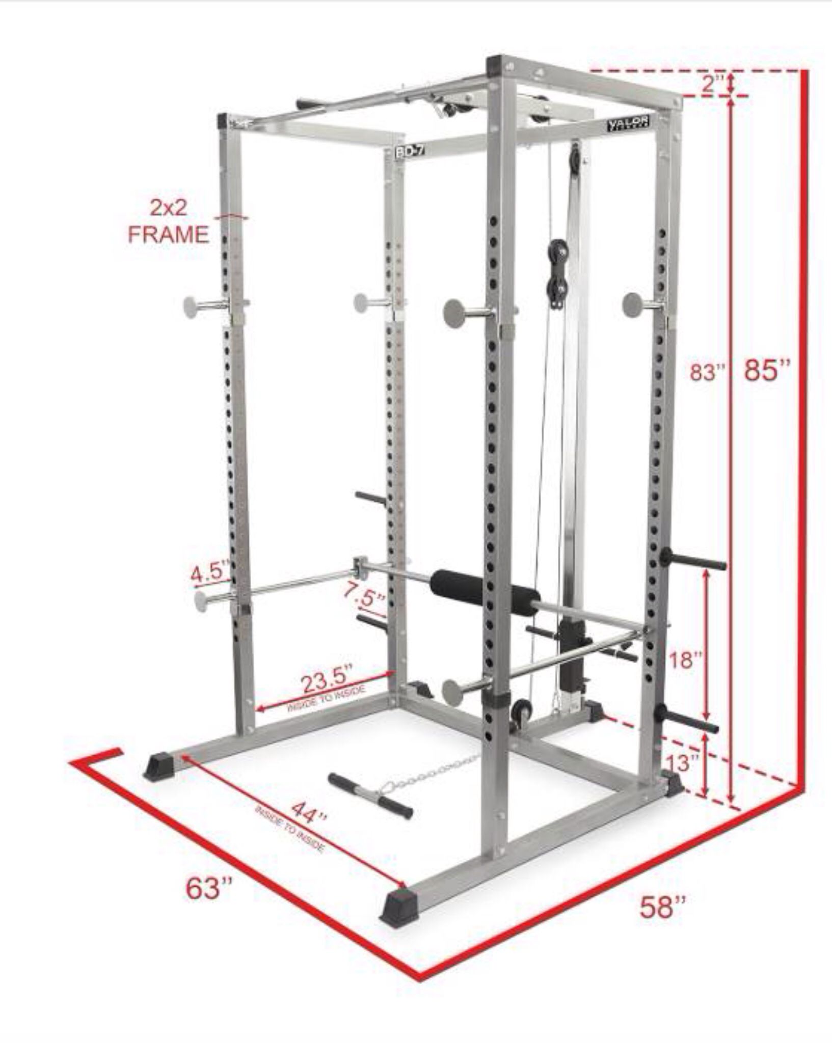Valor Fitness BD-7 Power Rack with Lat Attachment