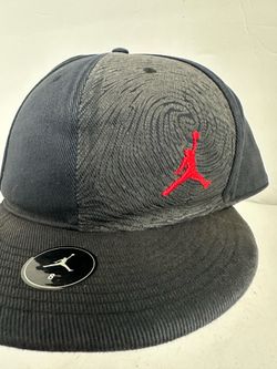 Rare Jordan Jumpman Fingerprint Hat Fitted Sz 8  Black with red embroidery logo front and back.