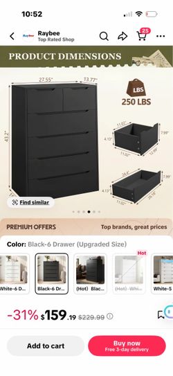 6 drawer black