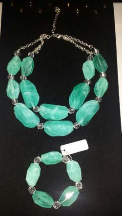 Aquamarine Necklace Set $35