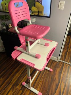 Qaba Kids Desk and Chair Set Height Adjustable Student Writing Desk Children School Study Table