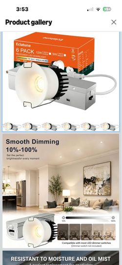 Brand New 2”Waterproof LED Downlight W/Junction Box, 5 colorTemp, White Set of 6