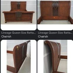 Lineage Home Furnishings Inc, Rattan And 24k Gold Leaf Inlaid Leather