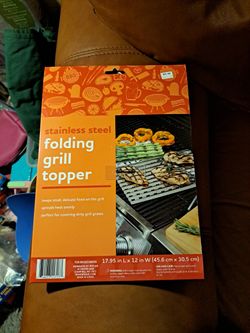 Brand New Stainless Steel Folding Grill Topper 17.95' By 12" Grilling Grillware 