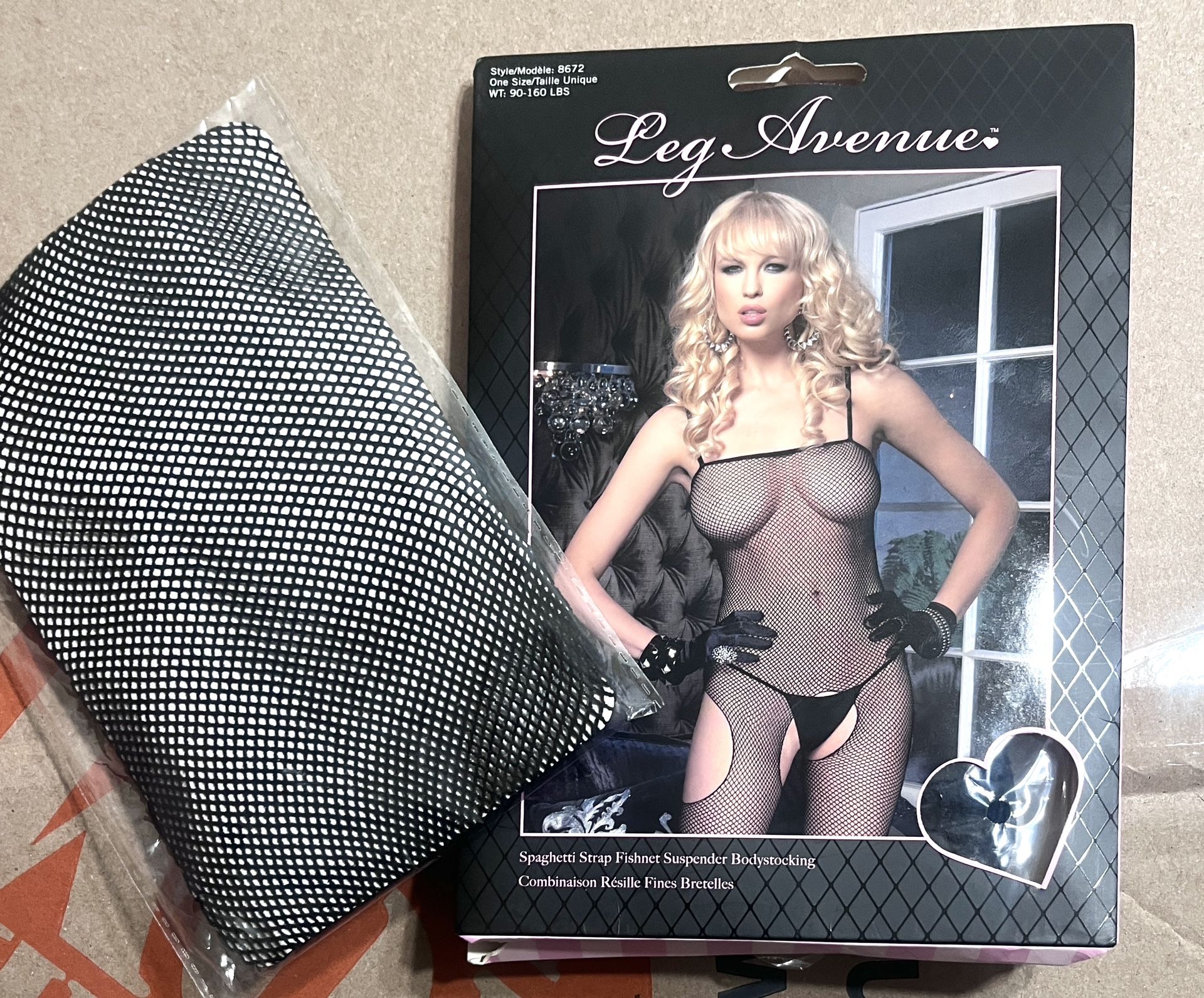 Fishnet bodystocking, and fishnet stockings