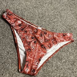 Size 10 Bikini Bottoms Red Bandana 
