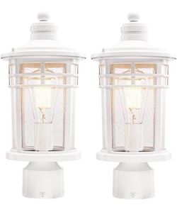 2-Outdoor Post Lights Lamp Posts Outdoor Lighting, Waterproof Aluminum Post Lights Outdoor Light Fixtures with Glass, Light Posts for Outside Patio Ya