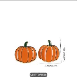 Orange Pumpkin Hold Plated Earrings