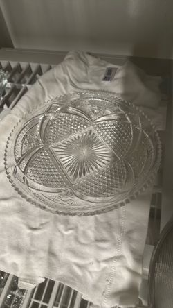 Clear Cut Glass Serving Bowl