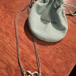 Tiffany Sterling Silver Double Chain Infinity Necklace 