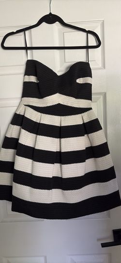 BCBG black and white strapless dress