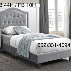 New Twin Size Gray Bed W/New Mattress 